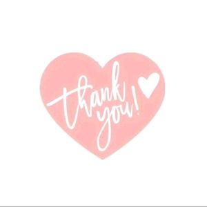 50 Pink Heart Shaped Thank You Cards